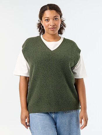 Maglione smanicato con gioielli fantasia dorati