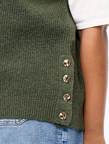 Maglione smanicato con gioielli fantasia dorati