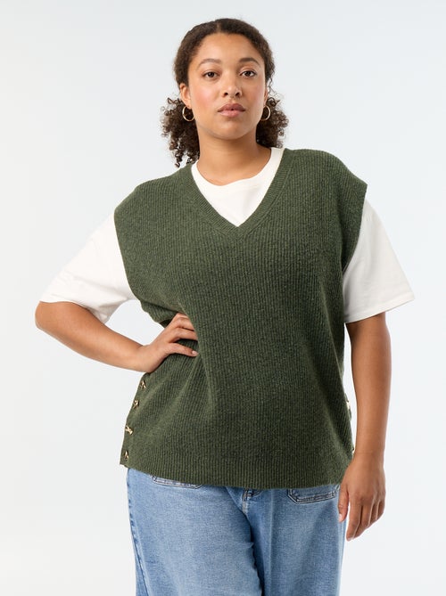 Maglione smanicato con gioielli fantasia dorati - Kiabi