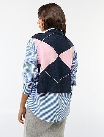 Maglione smanicato con lacci da annodare sui lati