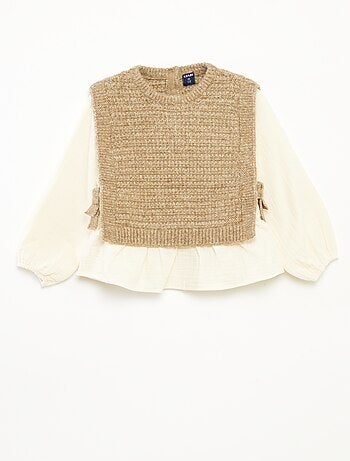 Maglione smanicato e camicia 2 in 1