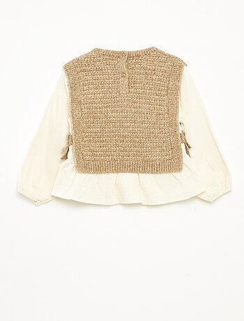 Maglione smanicato e camicia 2 in 1