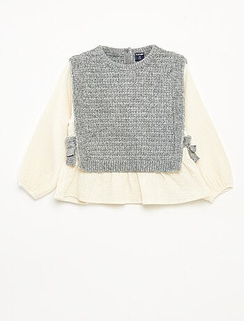 Maglione smanicato e camicia 2 in 1
