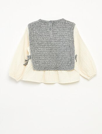 Maglione smanicato e camicia 2 in 1