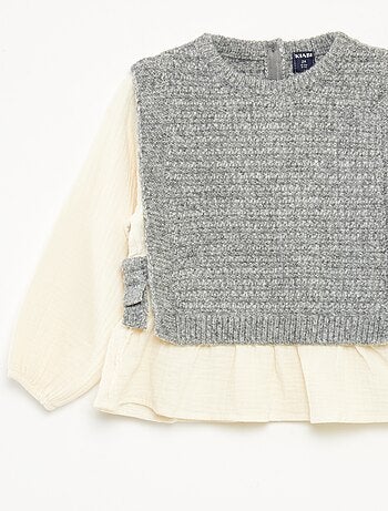 Maglione smanicato e camicia 2 in 1