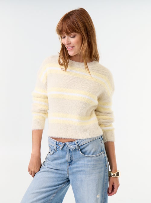 Maglione soffice a righe a girocollo - Kiabi