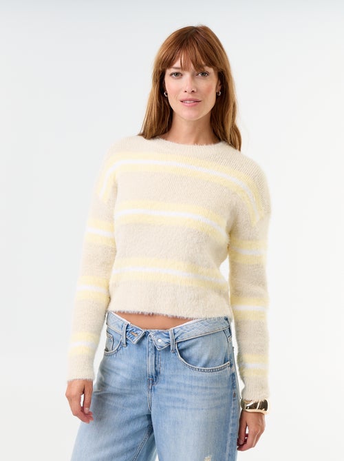 Maglione soffice a righe a girocollo - Kiabi