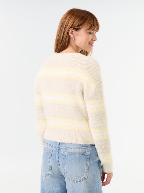 Maglione soffice a righe a girocollo - Kiabi