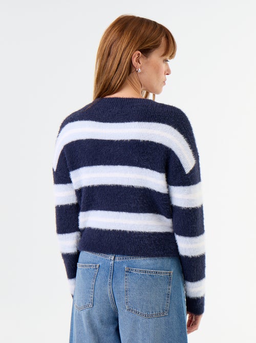 Maglione soffice a righe a girocollo - Kiabi