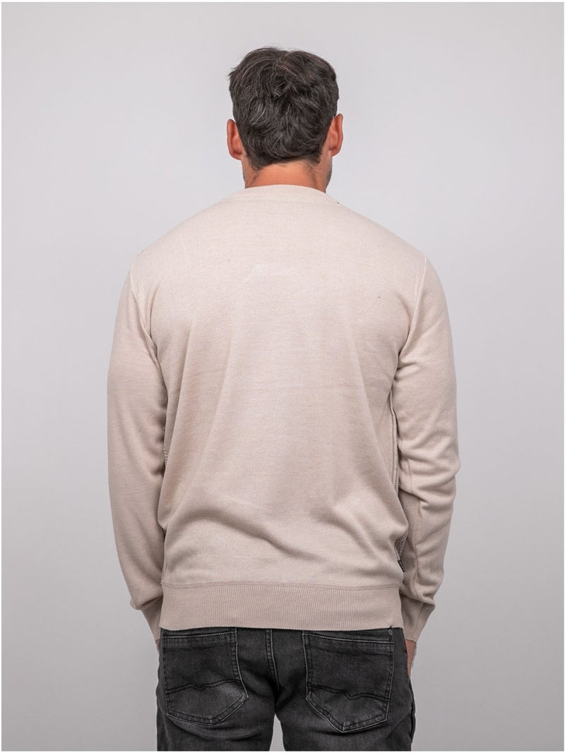 Maglione sottile girocollo jacquard loranch Beige - Kiabi