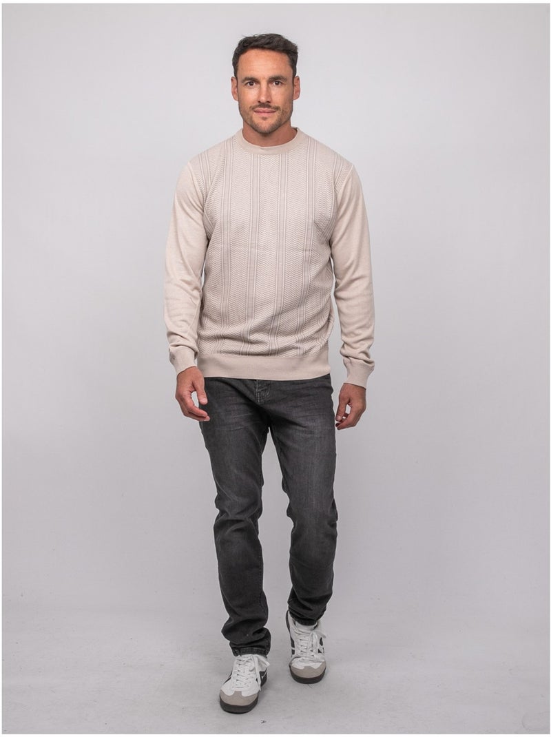 Maglione sottile girocollo jacquard loranch Beige - Kiabi