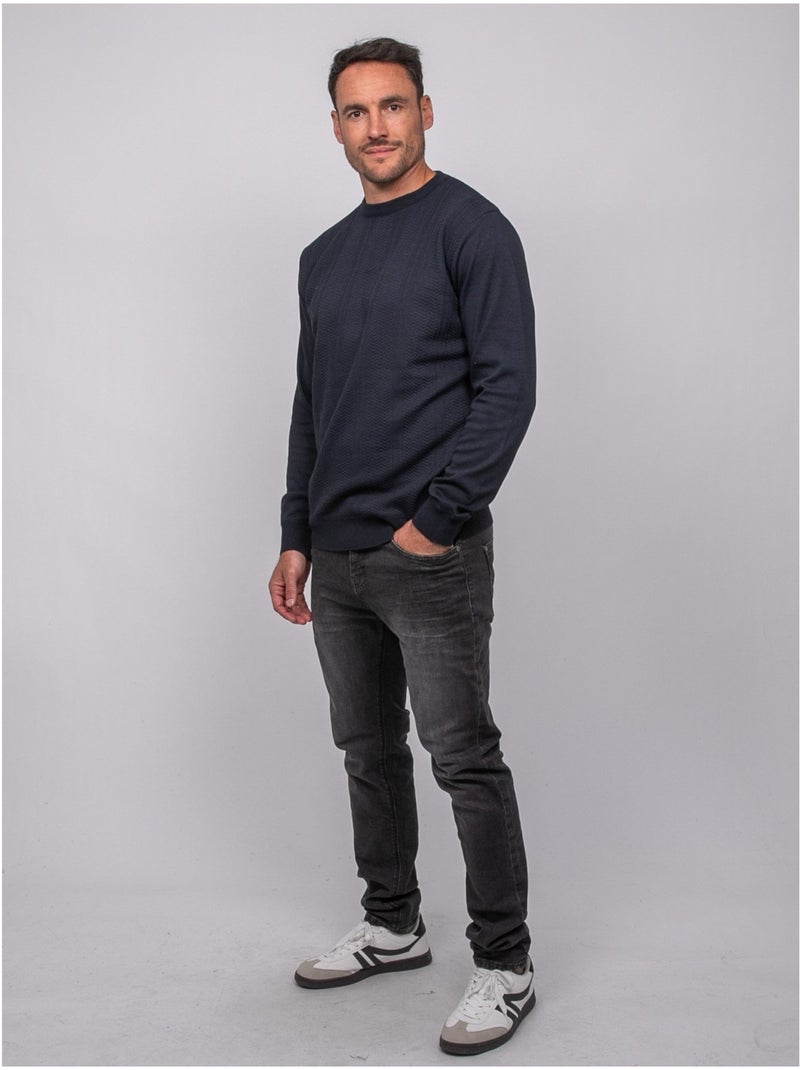 Maglione sottile girocollo jacquard loranch Blu marino - Kiabi