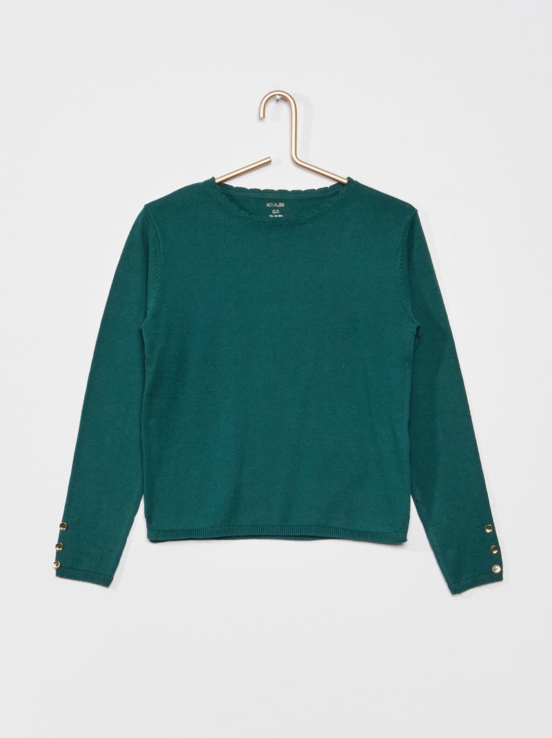 Maglione sottile in cotone grigio verde - Kiabi