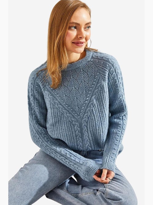 Maglione spesso a girocollo con motivo lucci - Kiabi Maglione spesso a girocollo con motivo lucci - Kiabi