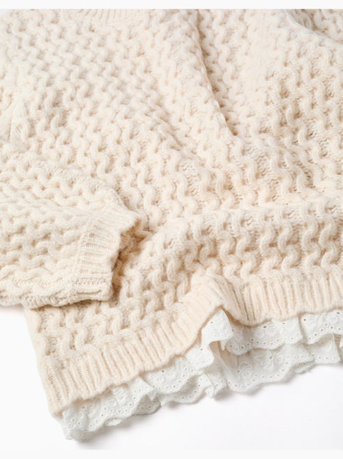 Maglione spesso con ricamo inglese - Kiabi