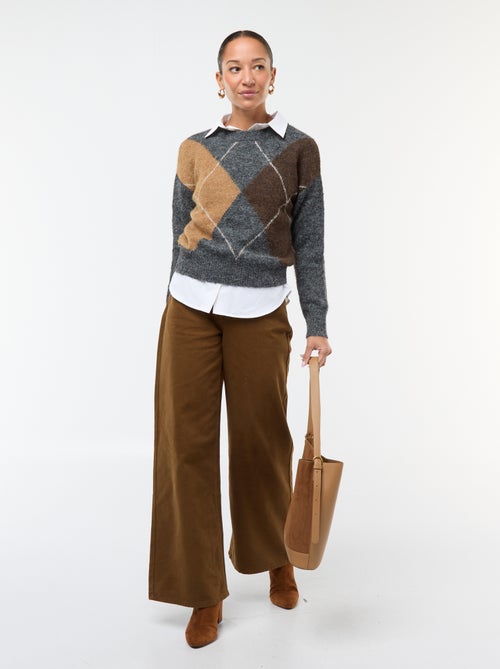 Maglione stampato a quadri jacquard - Kiabi