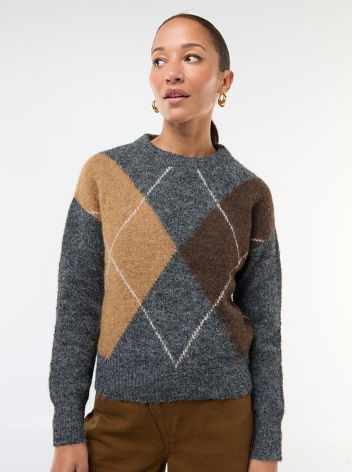 Maglione stampato a quadri jacquard - Kiabi