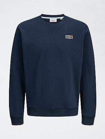 Maglione stampato tinta unita in cotone