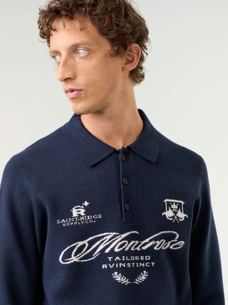 Maglione stile polo con stampa Blu - Kiabi