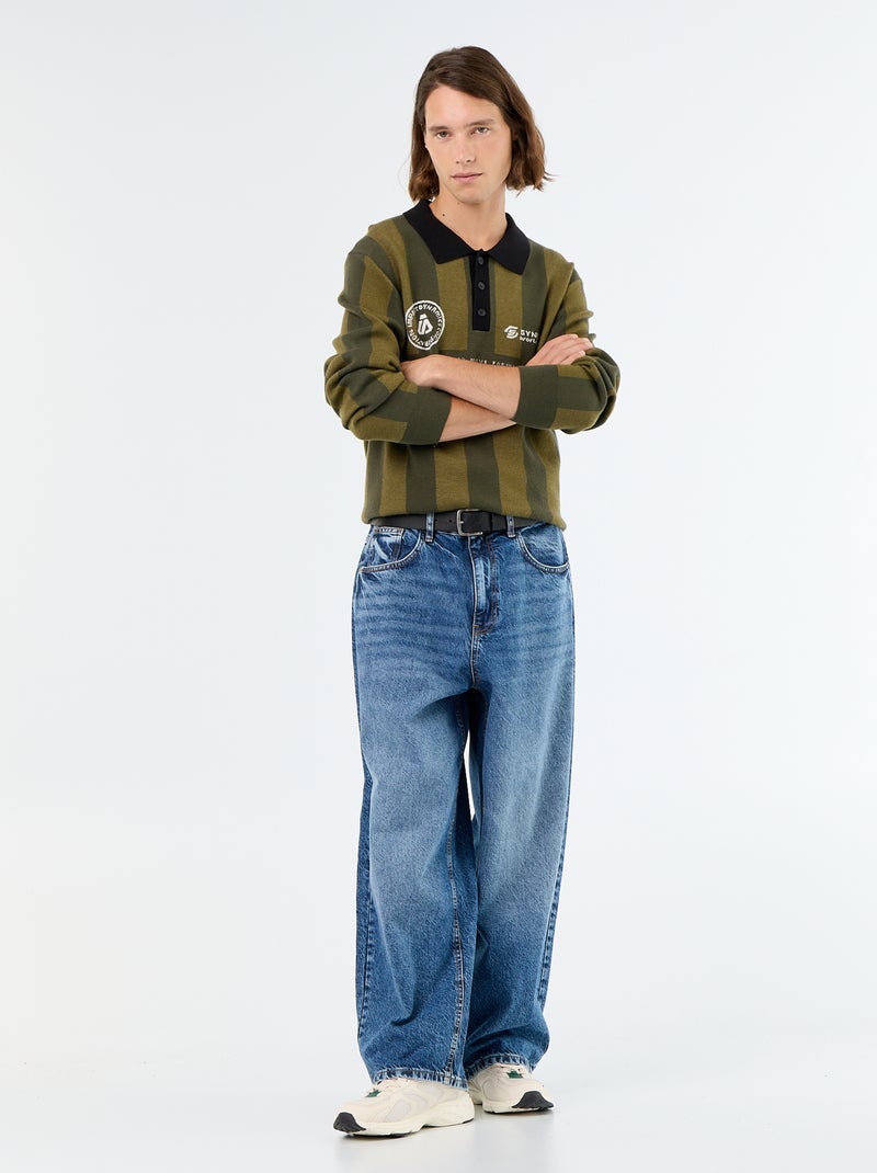 Maglione stile polo con stampa Kaki - Kiabi