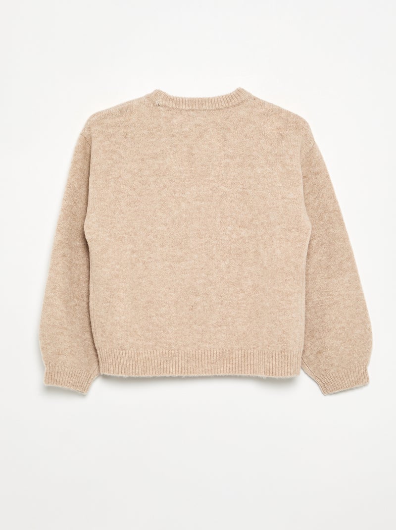 Maglione tinta unita a maniche lunghe Beige - Kiabi