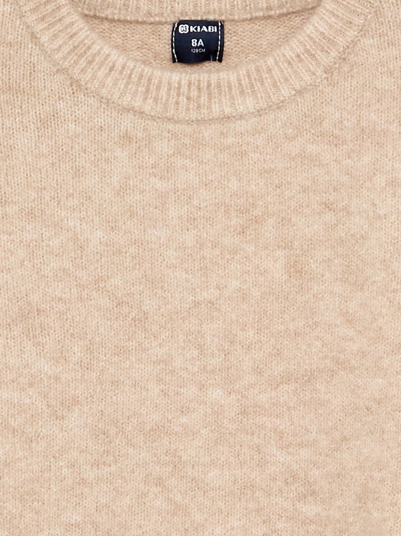 Maglione tinta unita a maniche lunghe Beige - Kiabi