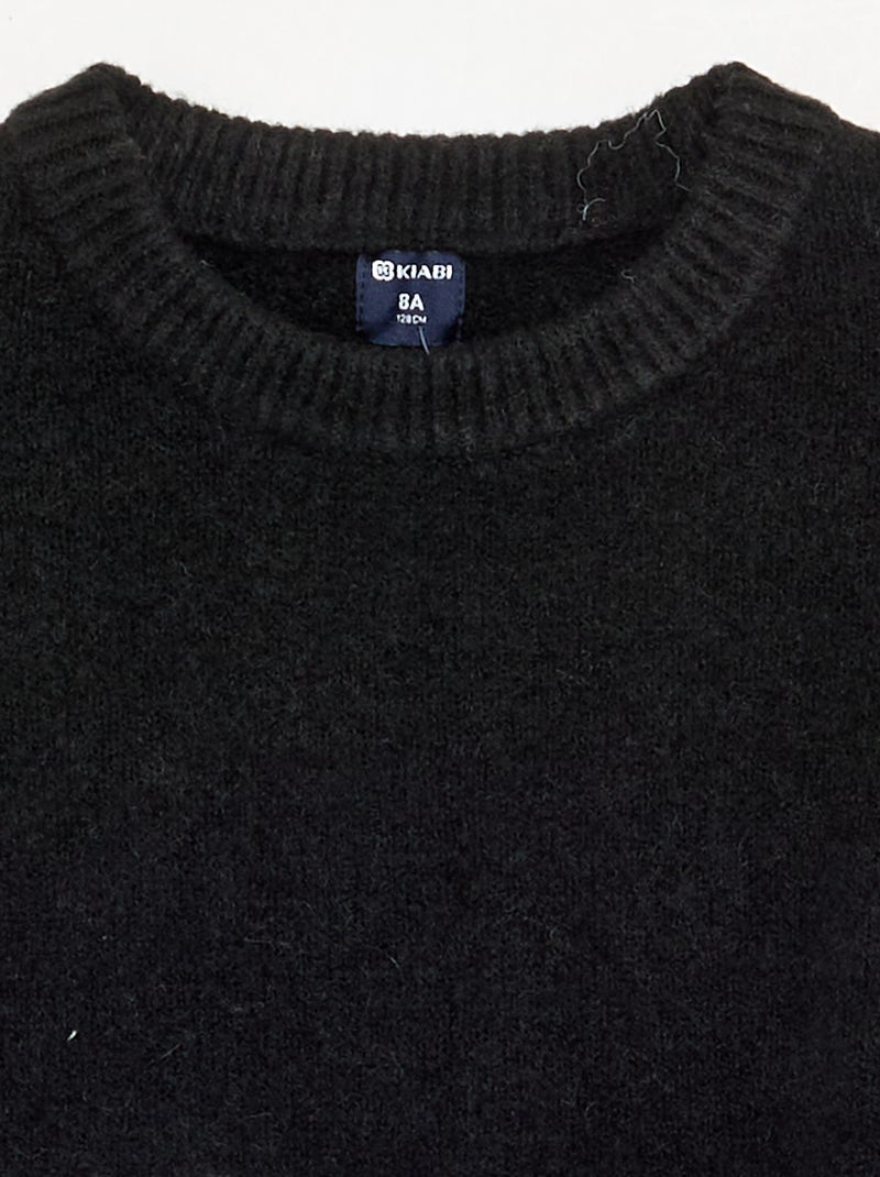 Maglione tinta unita a maniche lunghe Nero - Kiabi