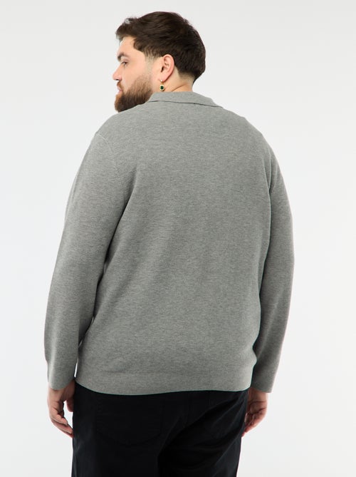 Maglione tinta unita collo polo abbottonato - Kiabi