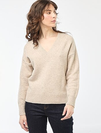 Pullover a V tinta unita