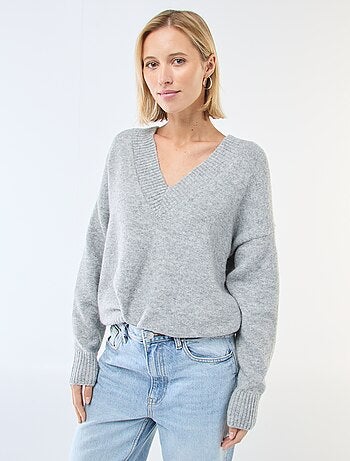Pullover a V tinta unita