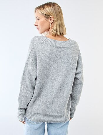 Pullover a V tinta unita