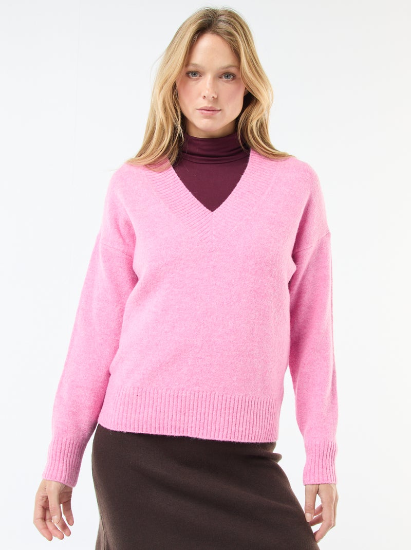 Maglione in pura lana rosa ciclamino PIOMBO da Donna