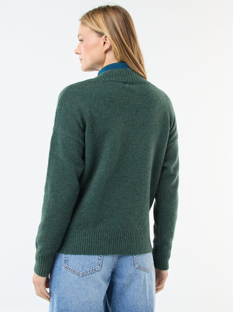 Maglione tinta unita con scollo a V Verde - Kiabi