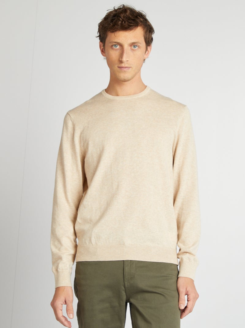 Maglione tinta unita con scollo rotondo BEIGE - Kiabi
