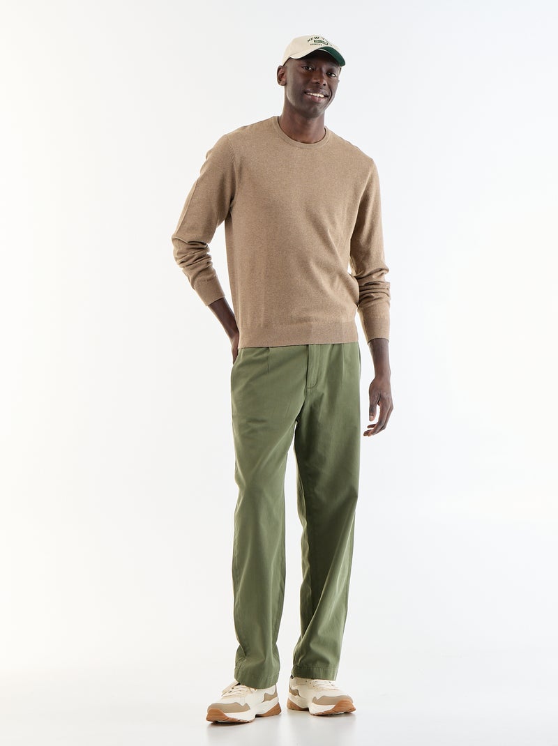 Maglione tinta unita con scollo rotondo BEIGE - Kiabi