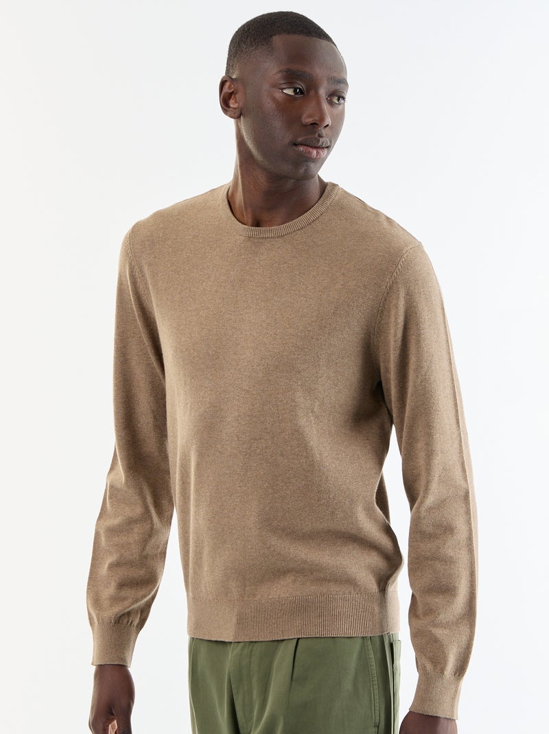 Maglione tinta unita con scollo rotondo BEIGE - Kiabi
