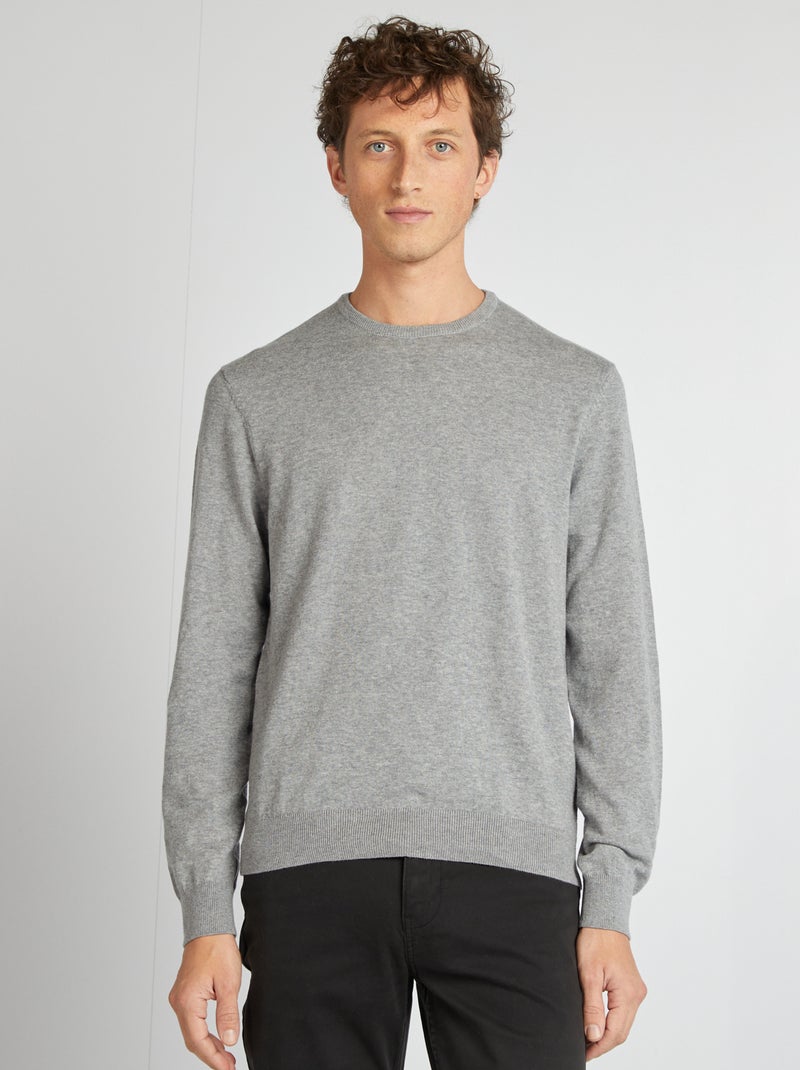 Maglione tinta unita con scollo rotondo GRIGIO - Kiabi