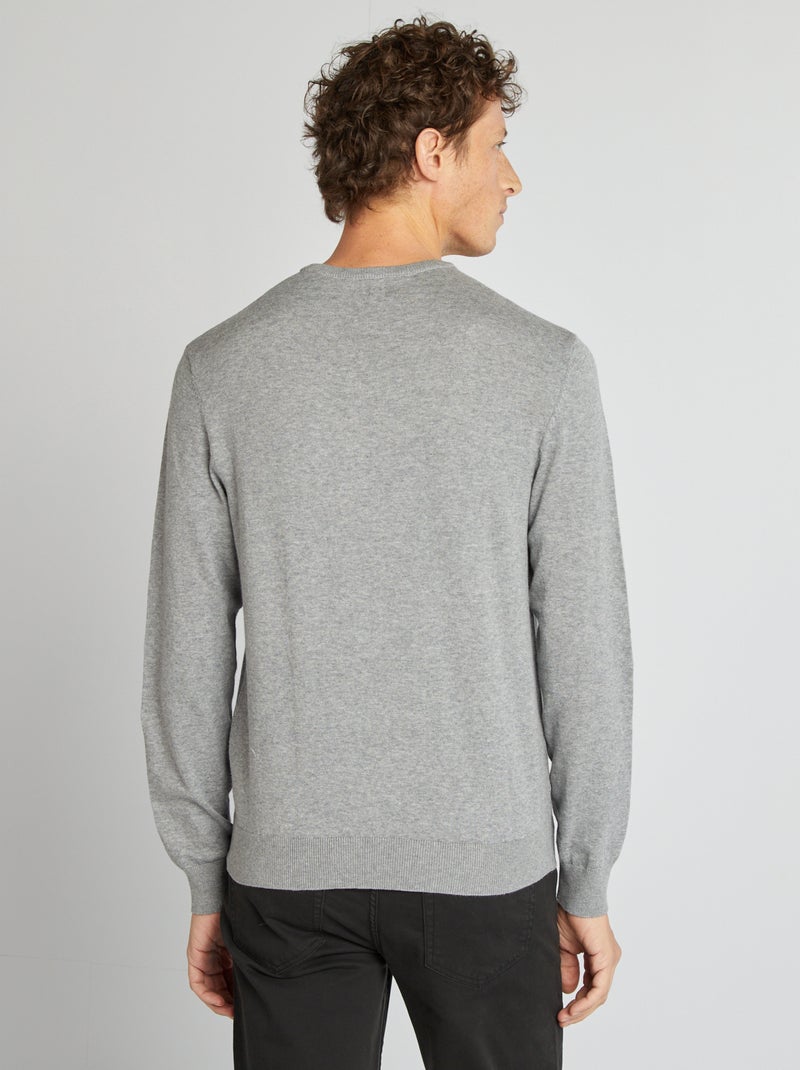 Maglione tinta unita con scollo rotondo GRIGIO - Kiabi