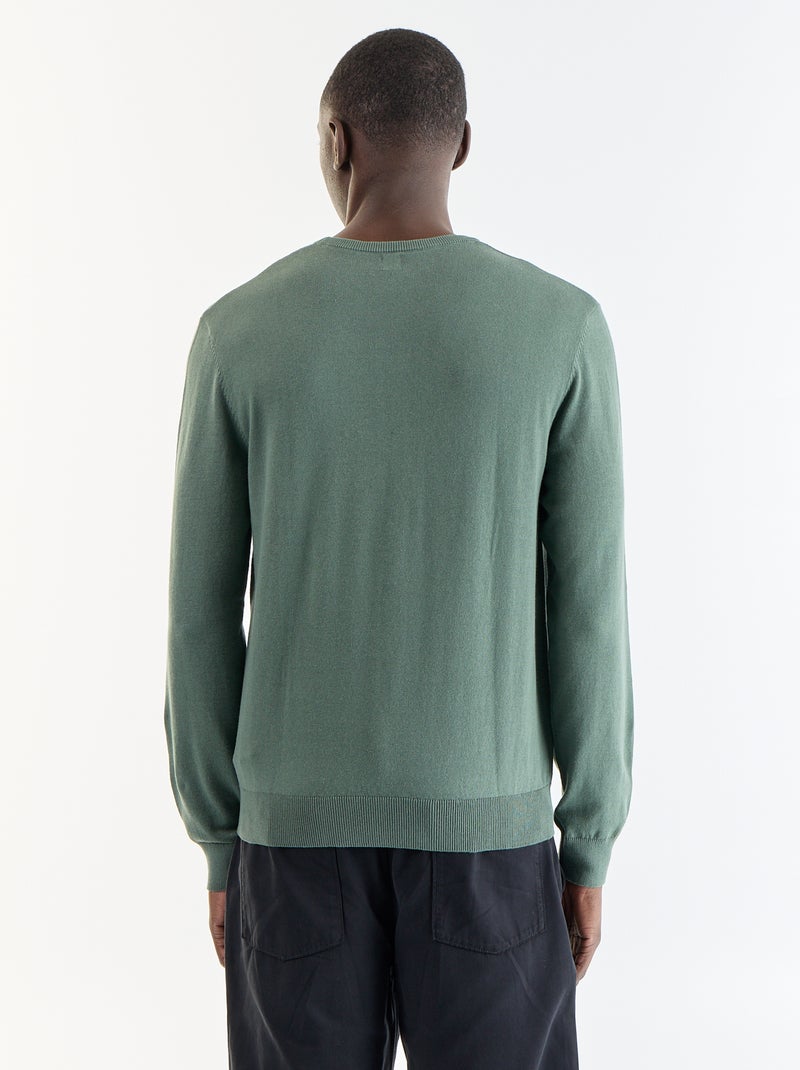 Maglione tinta unita con scollo rotondo Verde - Kiabi