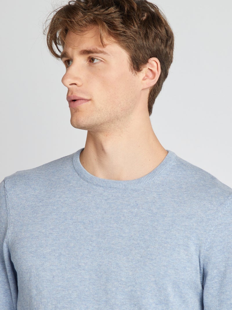 Maglione tinta unita scollo tondo +1m90 BLU - Kiabi