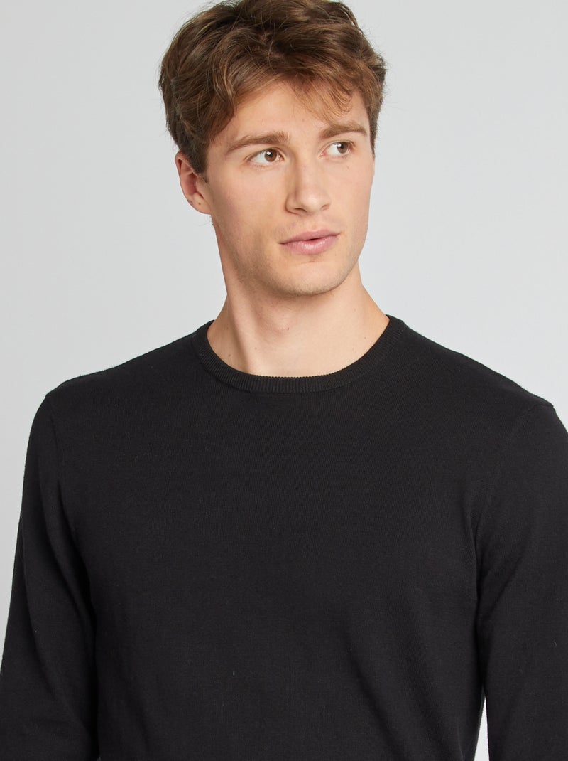 Maglione tinta unita scollo tondo +1m90 Nero - Kiabi