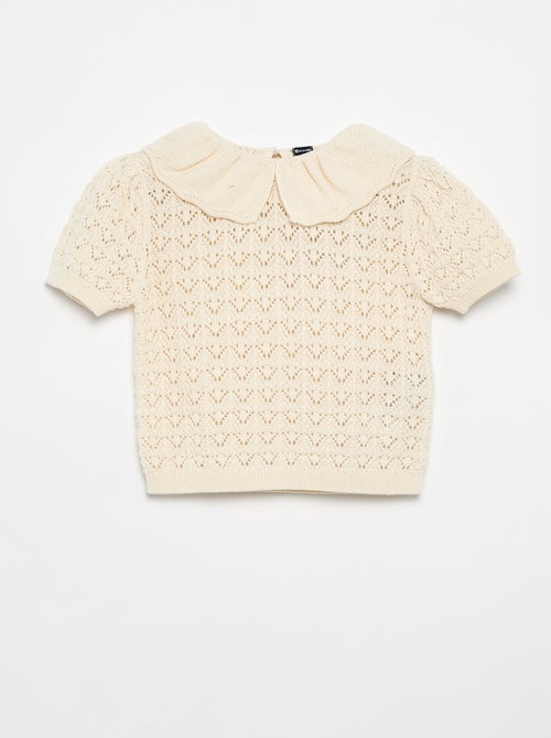 Maglione traforato a maniche corte con collo Claudine - Kiabi
