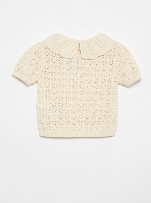 Maglione traforato a maniche corte con collo Claudine - Kiabi
