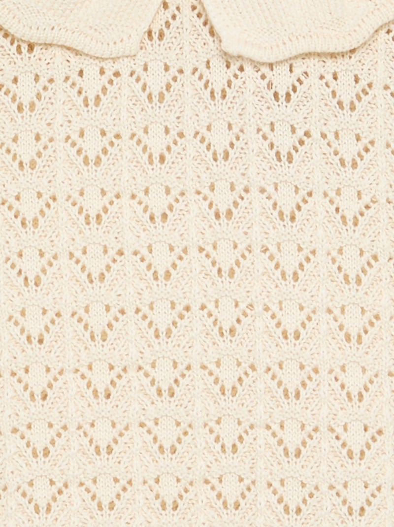 Maglione traforato a maniche corte con collo Claudine Beige - Kiabi