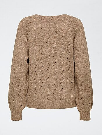 Maglione traforato con scollo a V 'Jdyaspen' tinta unita