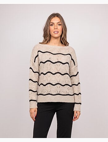 Maglione traforato con onde a contrasto korlia