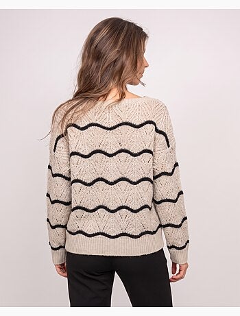 Maglione traforato con onde a contrasto korlia