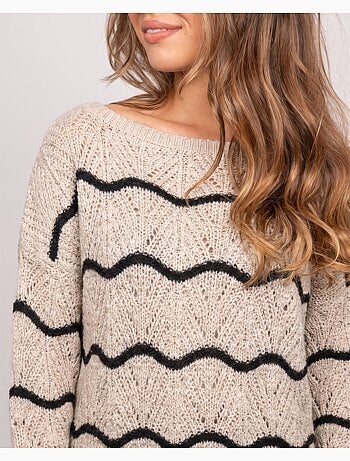 Maglione traforato con onde a contrasto korlia