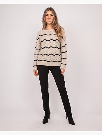 Maglione traforato con onde a contrasto korlia