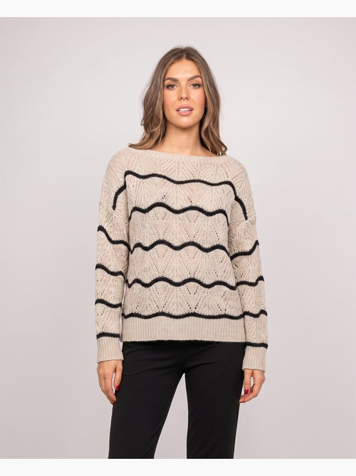 Maglione traforato con onde a contrasto korlia - Kiabi